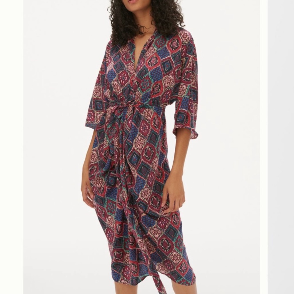 Silky patterned midi dress